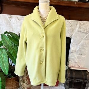 Talbots Women's Soft Lime Green Fleece Jacket Coat Size 1X